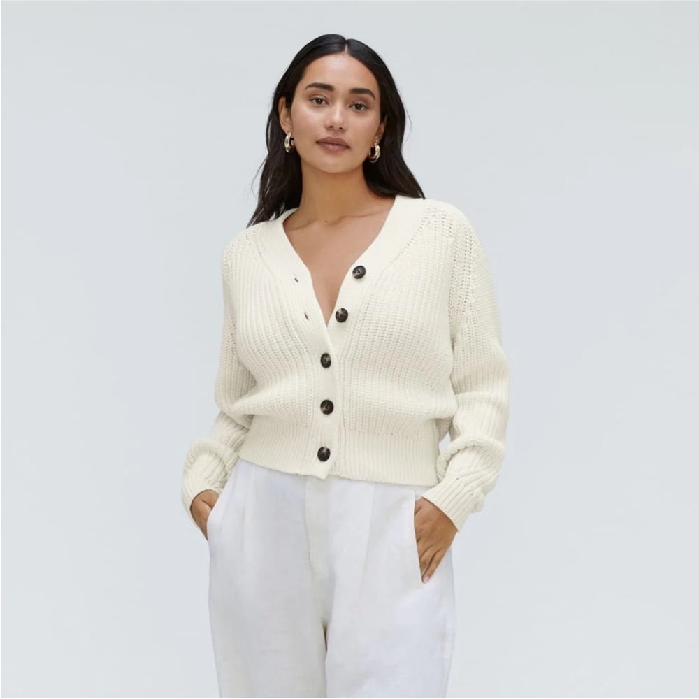 Everlane Cream Button-Up Cardigan